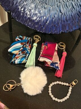 Purse Accessories 6pc Bundle- Bag Charms & Bag Scarves
